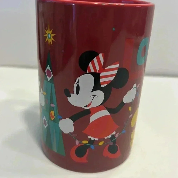 Disney‎ Mickey Mouse Minnie Mouse Pluto Chip and Dale Christmas tree red mug - Picture 3 of 7